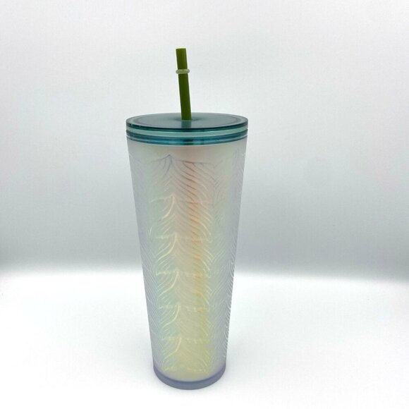 Starbucks Frosted Sirens Mermaid Tail Green Iridescent 24oz Cold Cup - Picture 2 of 5